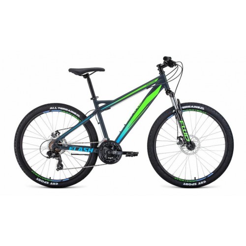 Горный (MTB) велосипед FORWARD Flash 26 2.0 Disс рост 15" (2019) серый,светло-зеленый матовый
