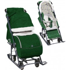 Санки-коляска Ника детям 7-1Б Вязаный зеленый